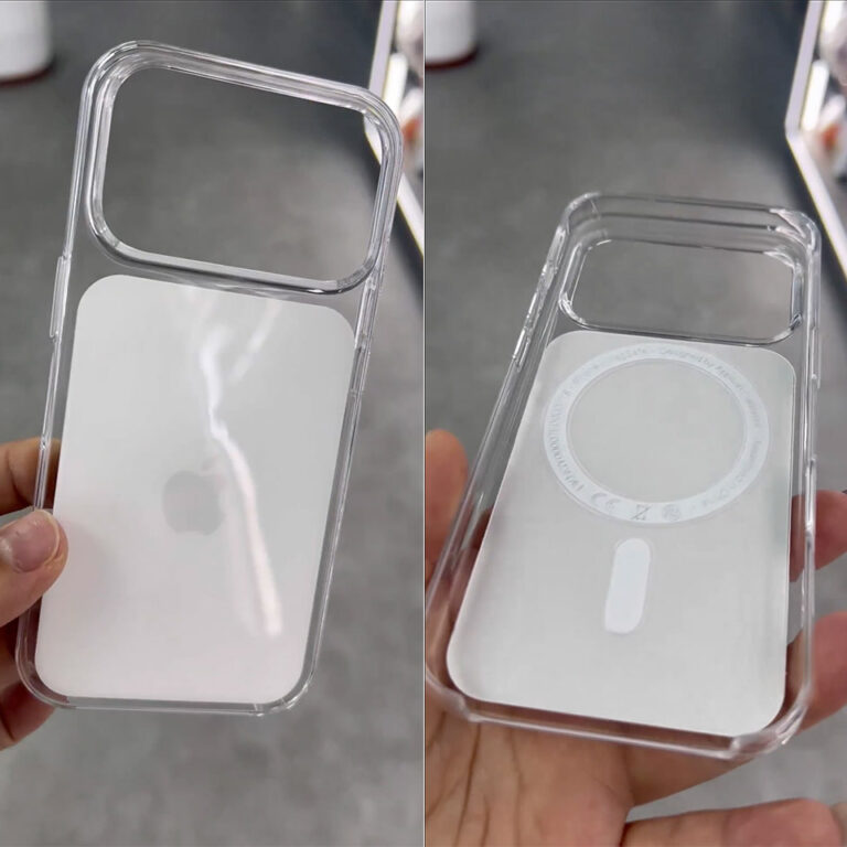 Two clear smartphone cases placed side by side