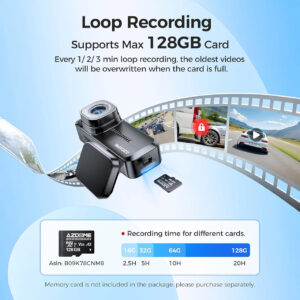 Infographic showing loop recording functionality for a dash camera