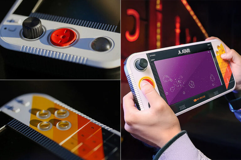 Close-up of Atari Gamestation handheld console