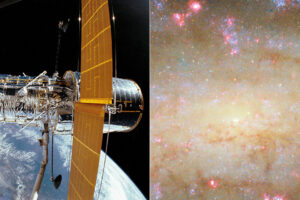 Deep space image of a colorful spiral galaxy